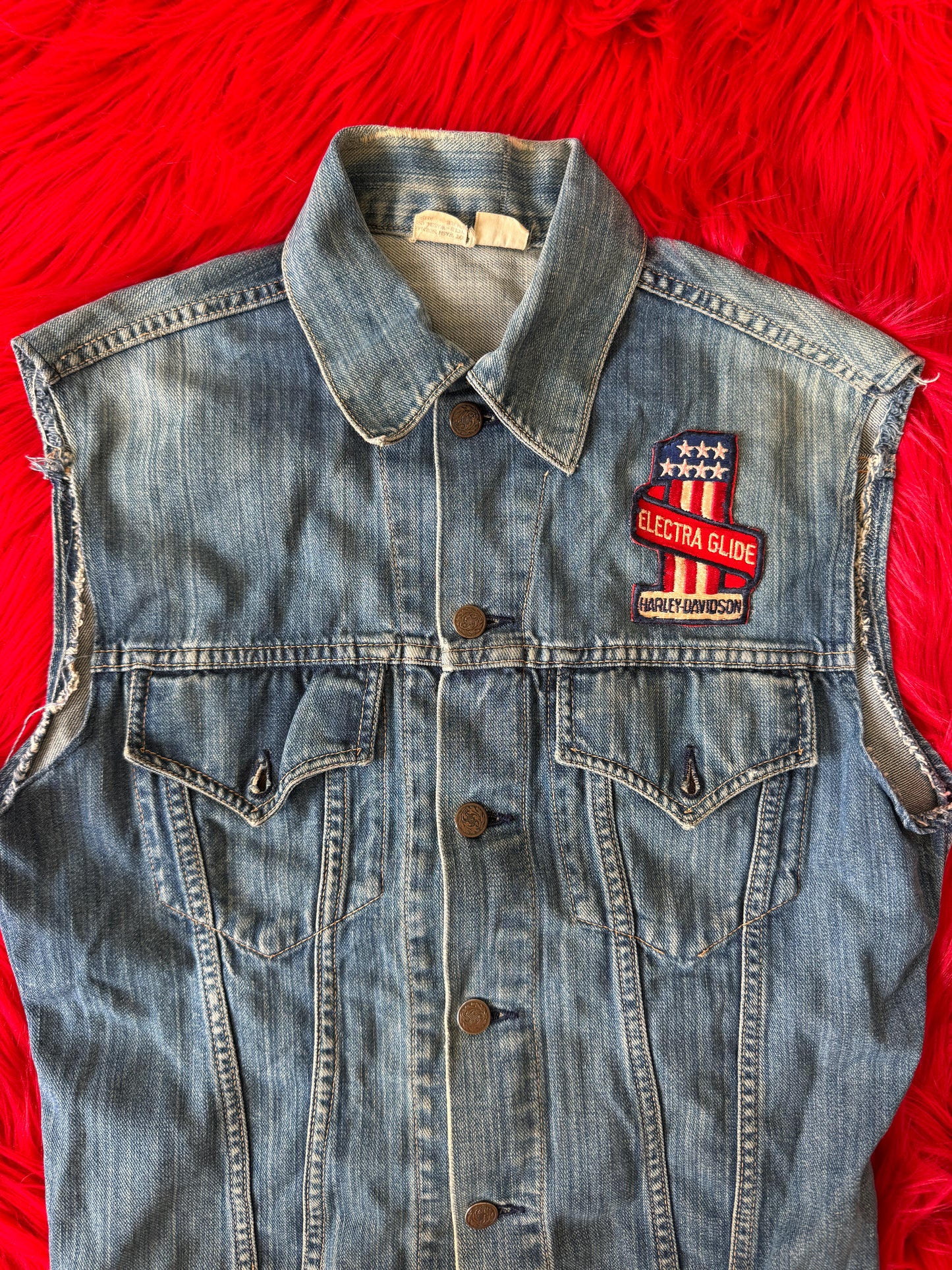 Vintage Harley Patch Denim Vest