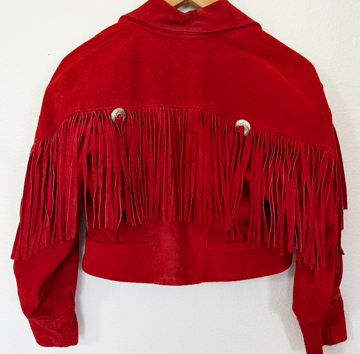 Vintage Suede Red Fringe Jacket