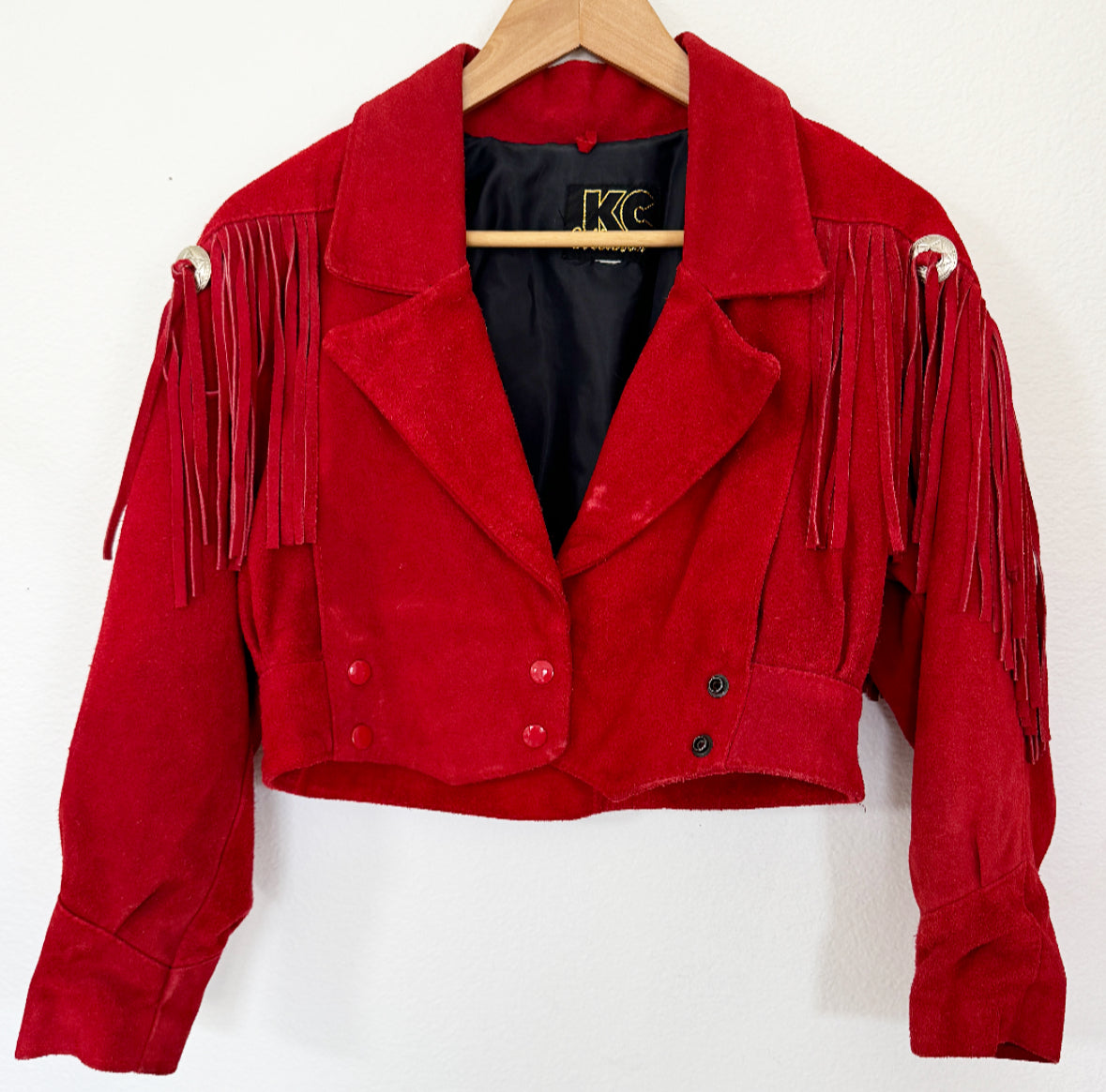 Vintage Suede Red Fringe Jacket