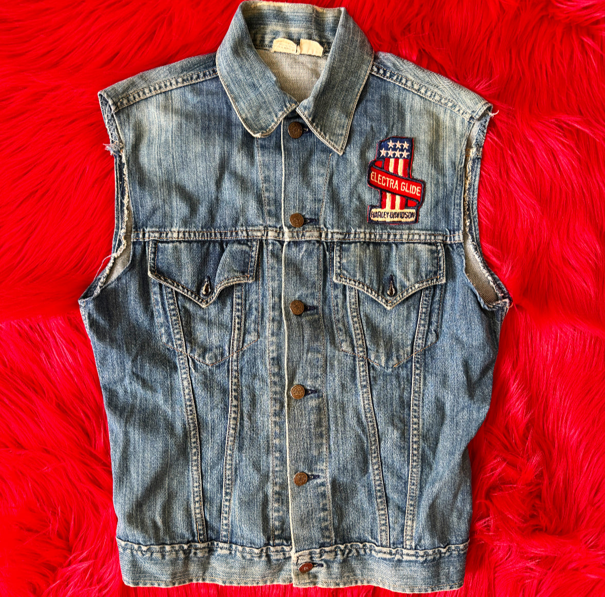 Vintage Harley Patch Denim Vest