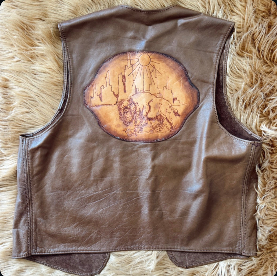 Vintage Leather Bison Vest