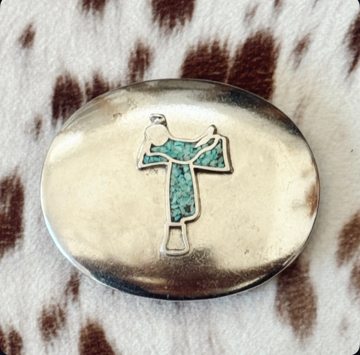 Vintage Turquoise Saddle Belt Buckle