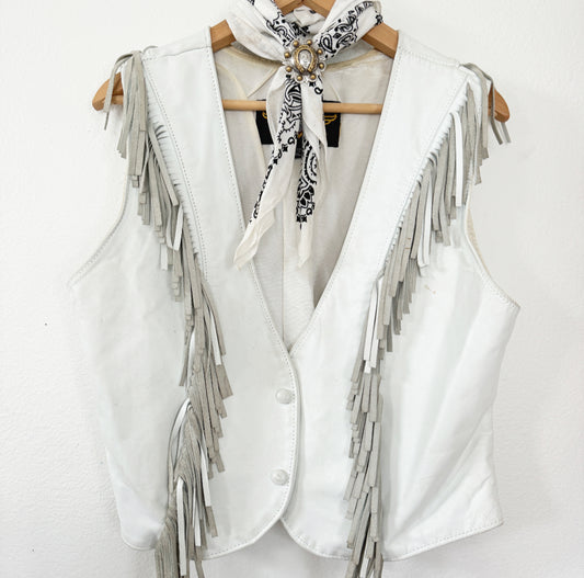 Vintage White Fringe Vest