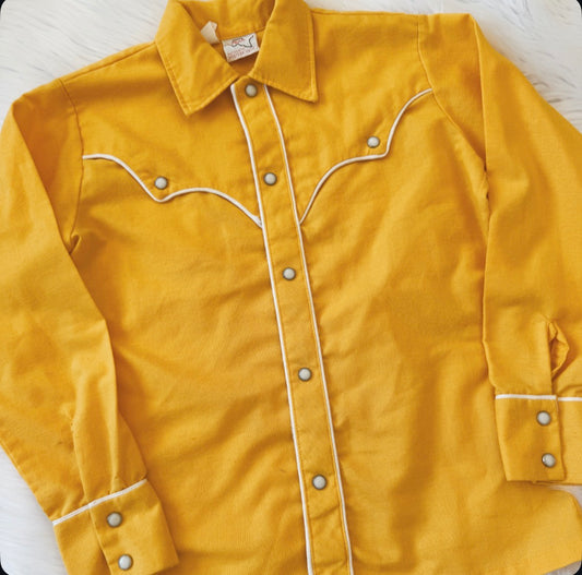 Vintage Yellow Pearl Snap