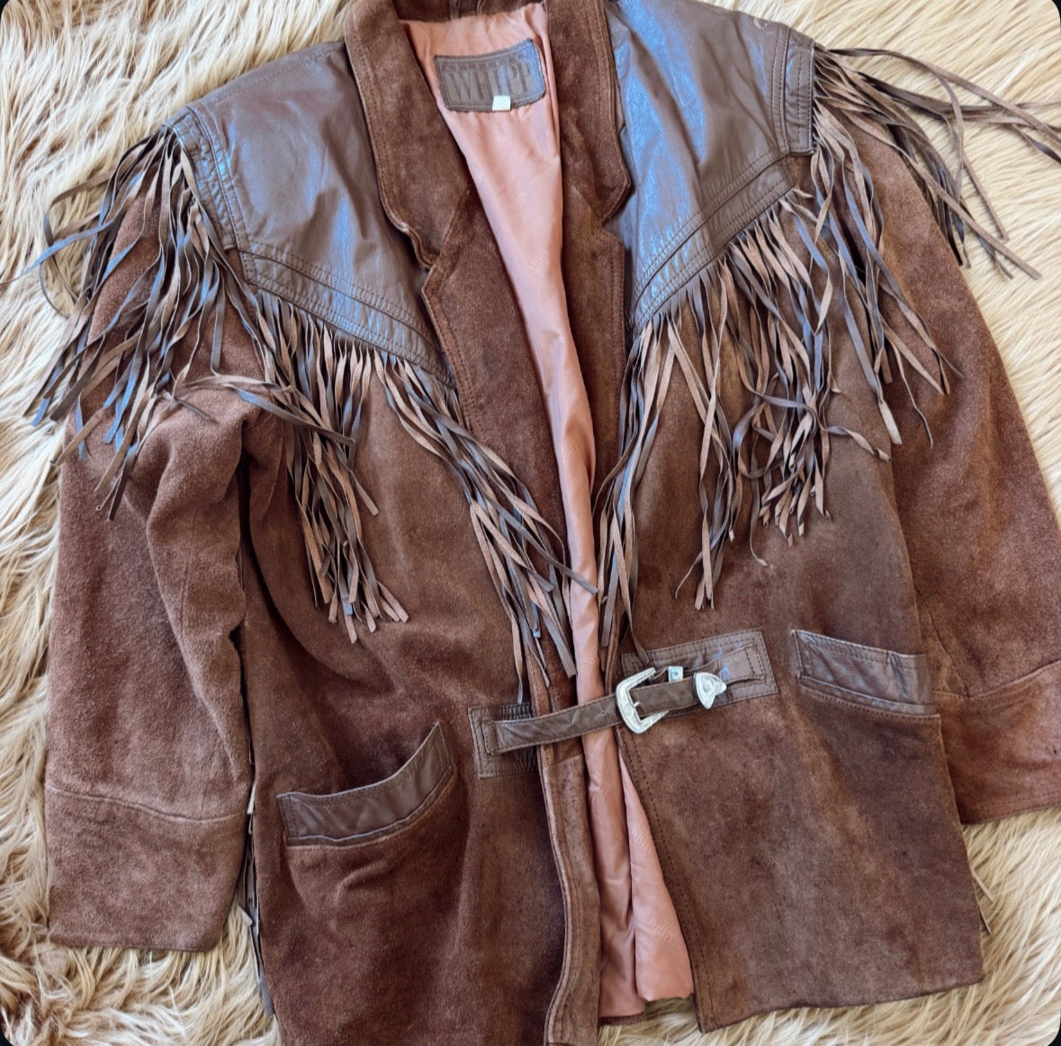 Vintage Brown Fringe Leather Jacket