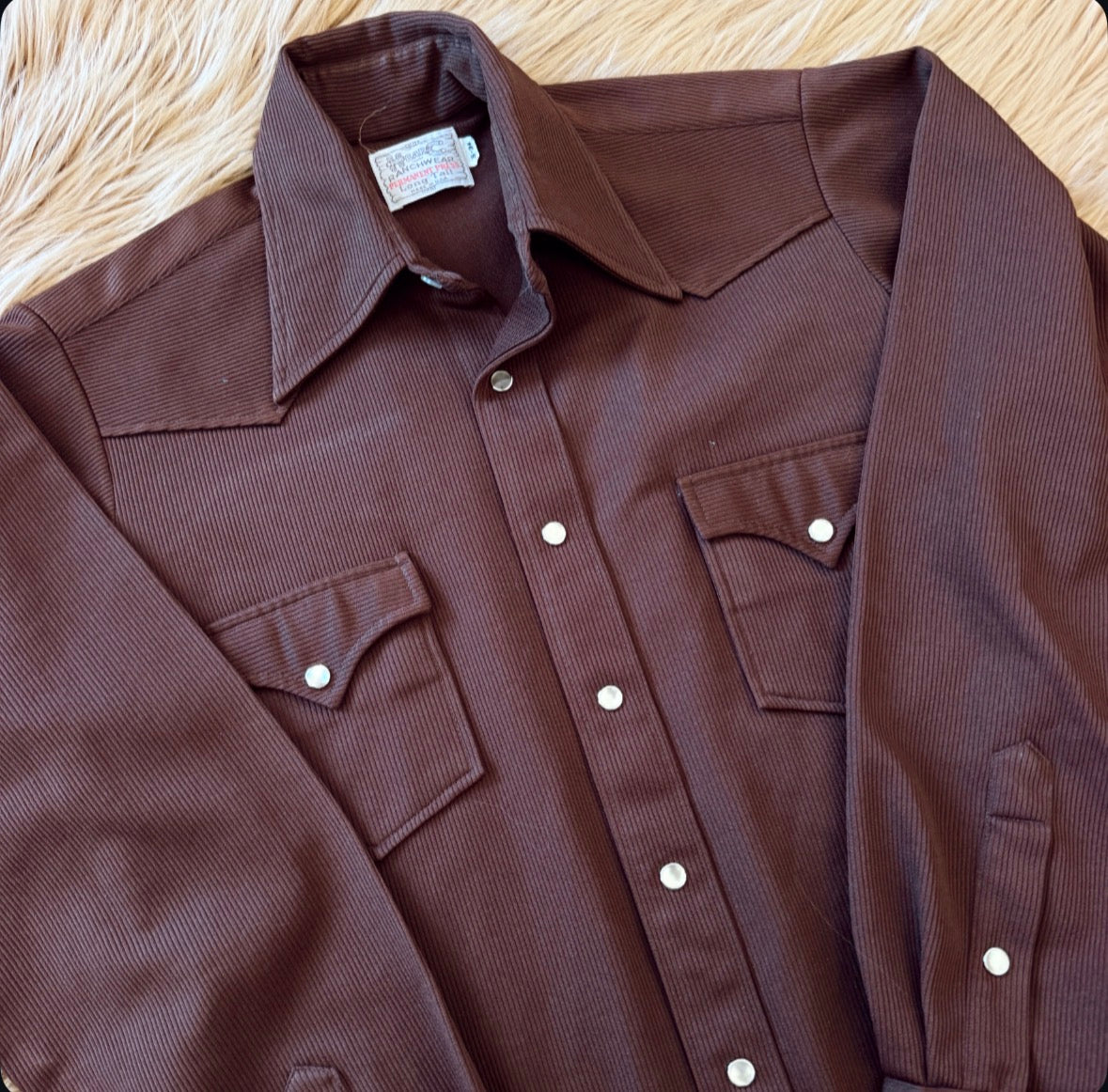 Vintage H Bar C Brown Pearl Snap
