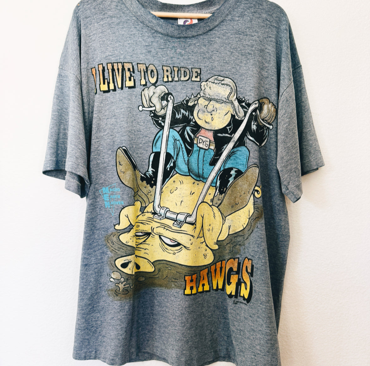 Vintage Live To Ride Hawgs Biker Tee