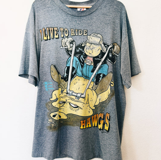 Vintage Live To Ride Hawgs Biker Tee