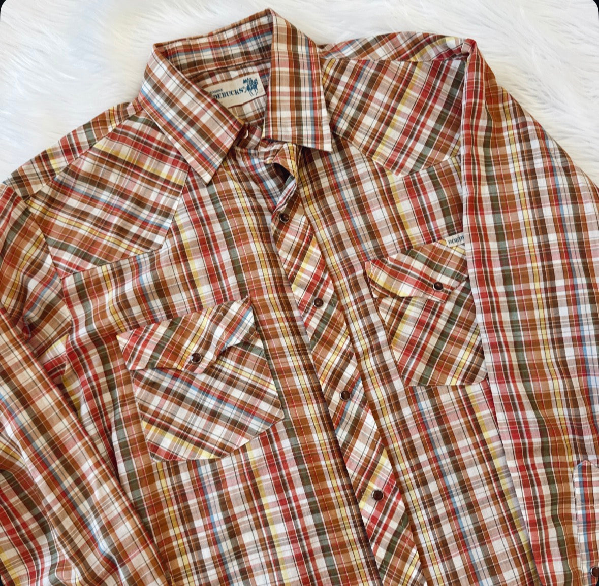 Vintage Plaid Pearl Snap