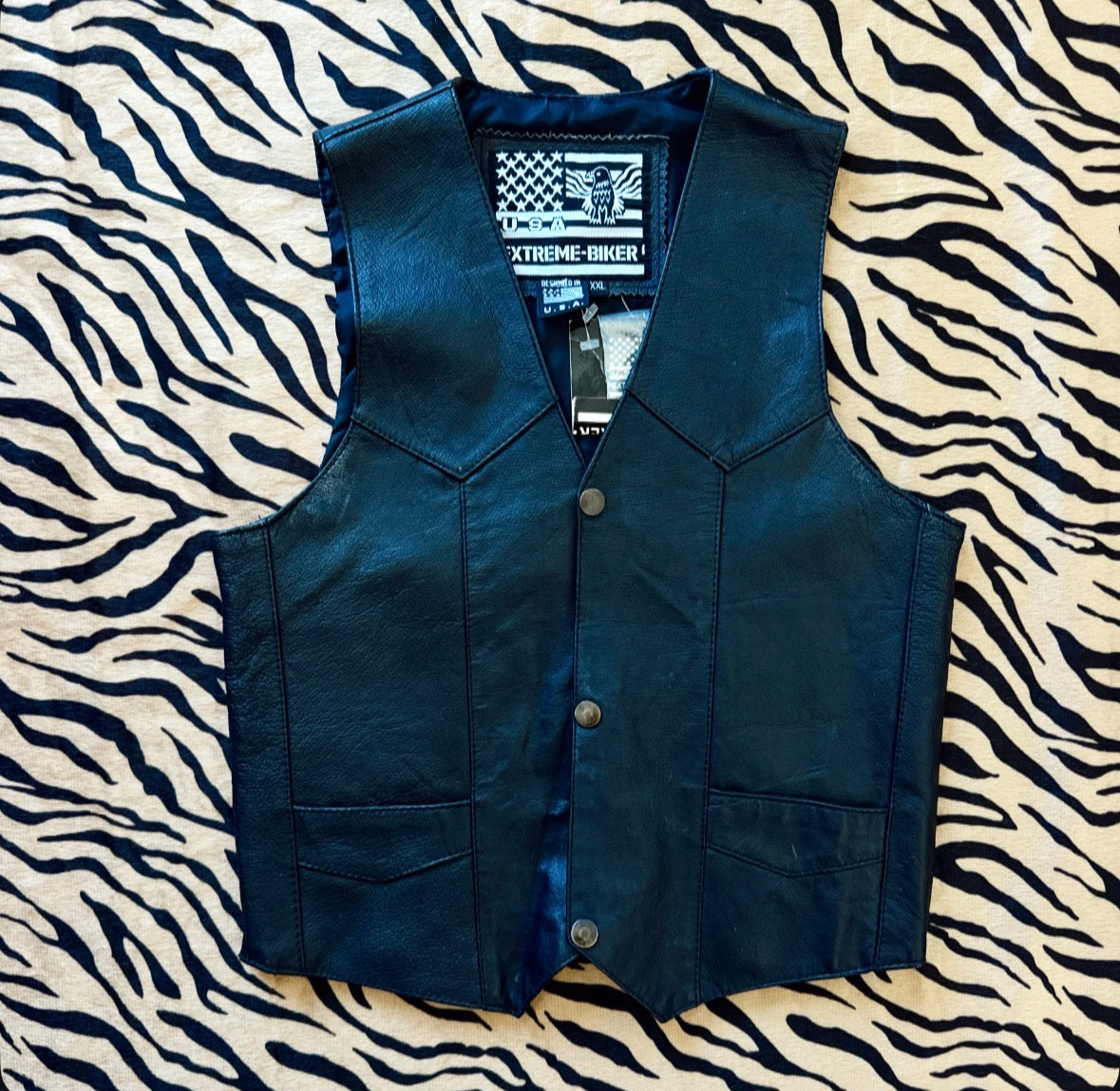 Vintage Black Leather Vest