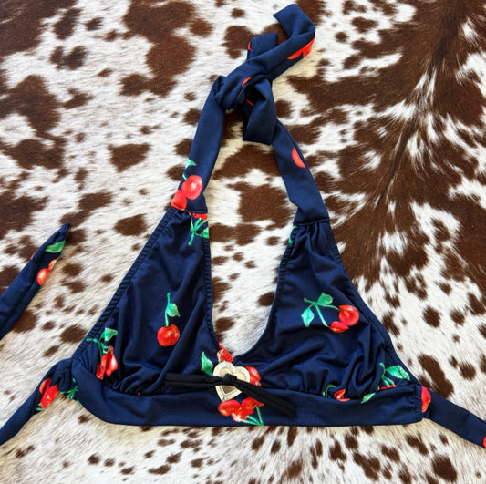 Vintage Cherry Print Halter Top