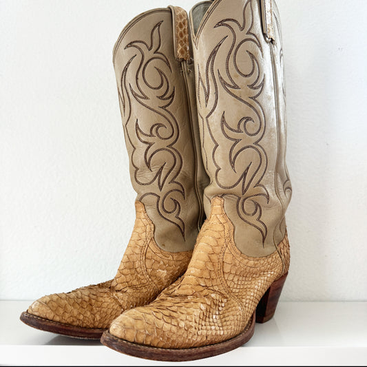 Vintage Snakeskin Cowboy Boots