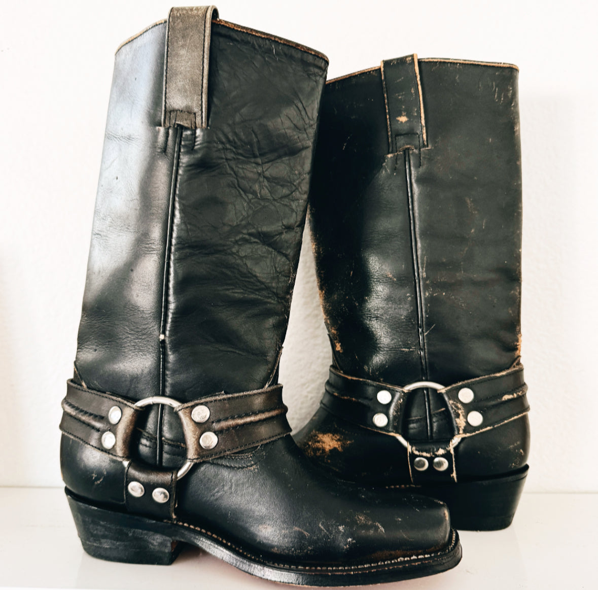 Vintage Black Biker Boots