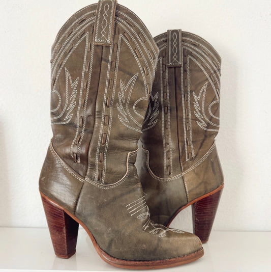 Vintage Zodiac Green Cowboy Boots