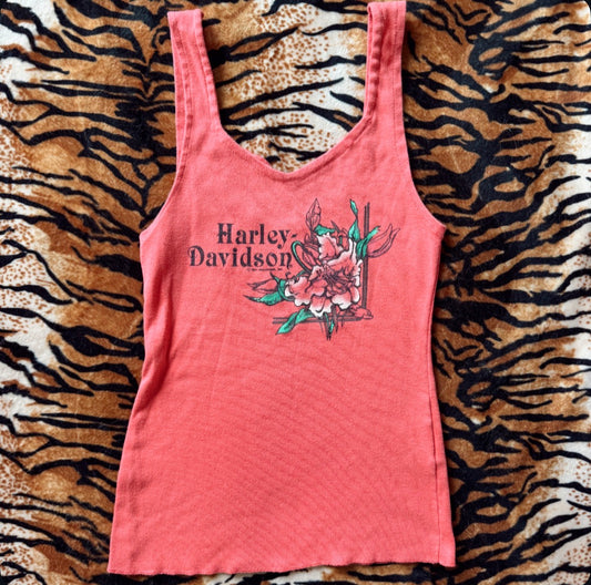 Vintage Pink Floral Harley Davidson Tank Top