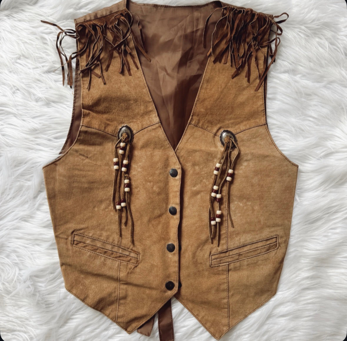 Vintage Suede Fringe Vest