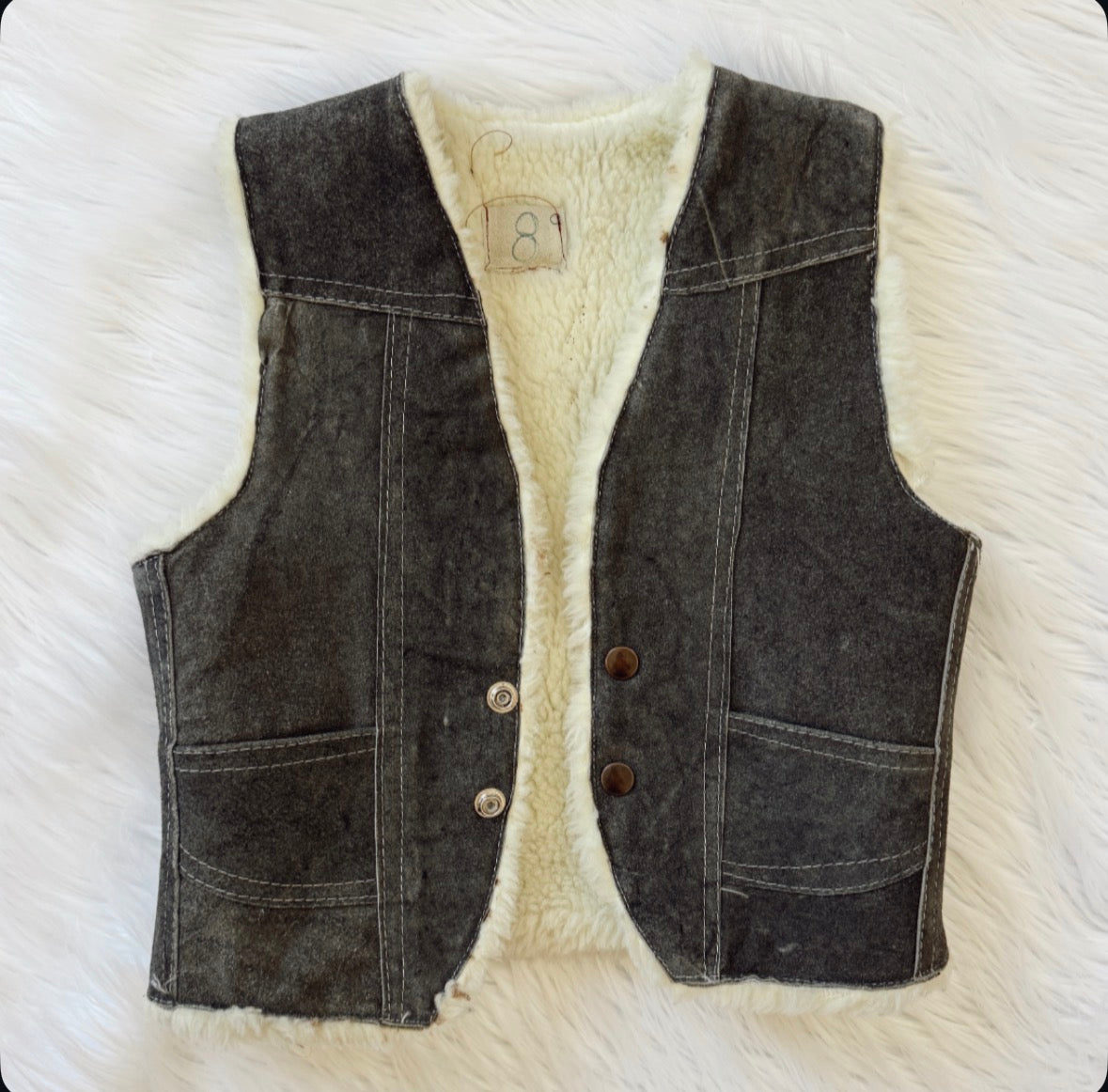 Vintage Kids Suede Sherpa Vest