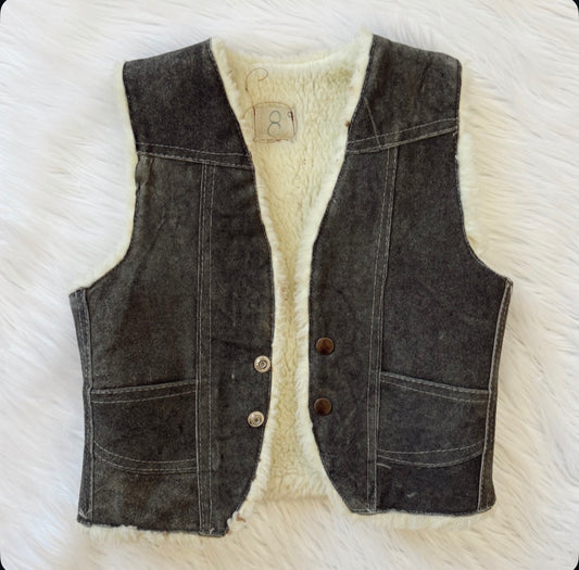 Vintage Kids Suede Sherpa Vest
