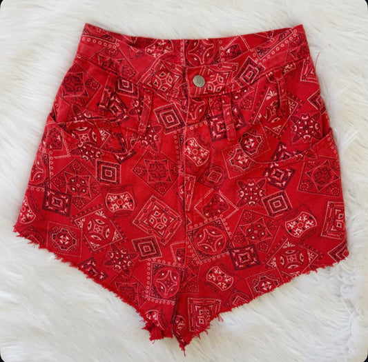 Vintage Bandana Print Shorts