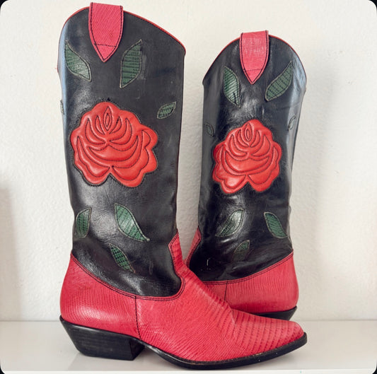 Vintage Rose Cowboy Boots