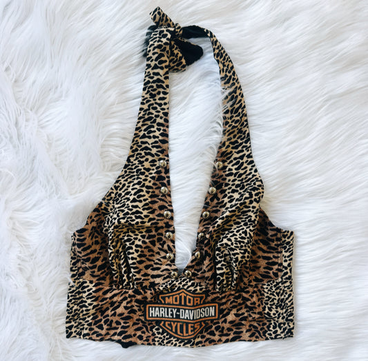 Leopard Studded Harley Halter