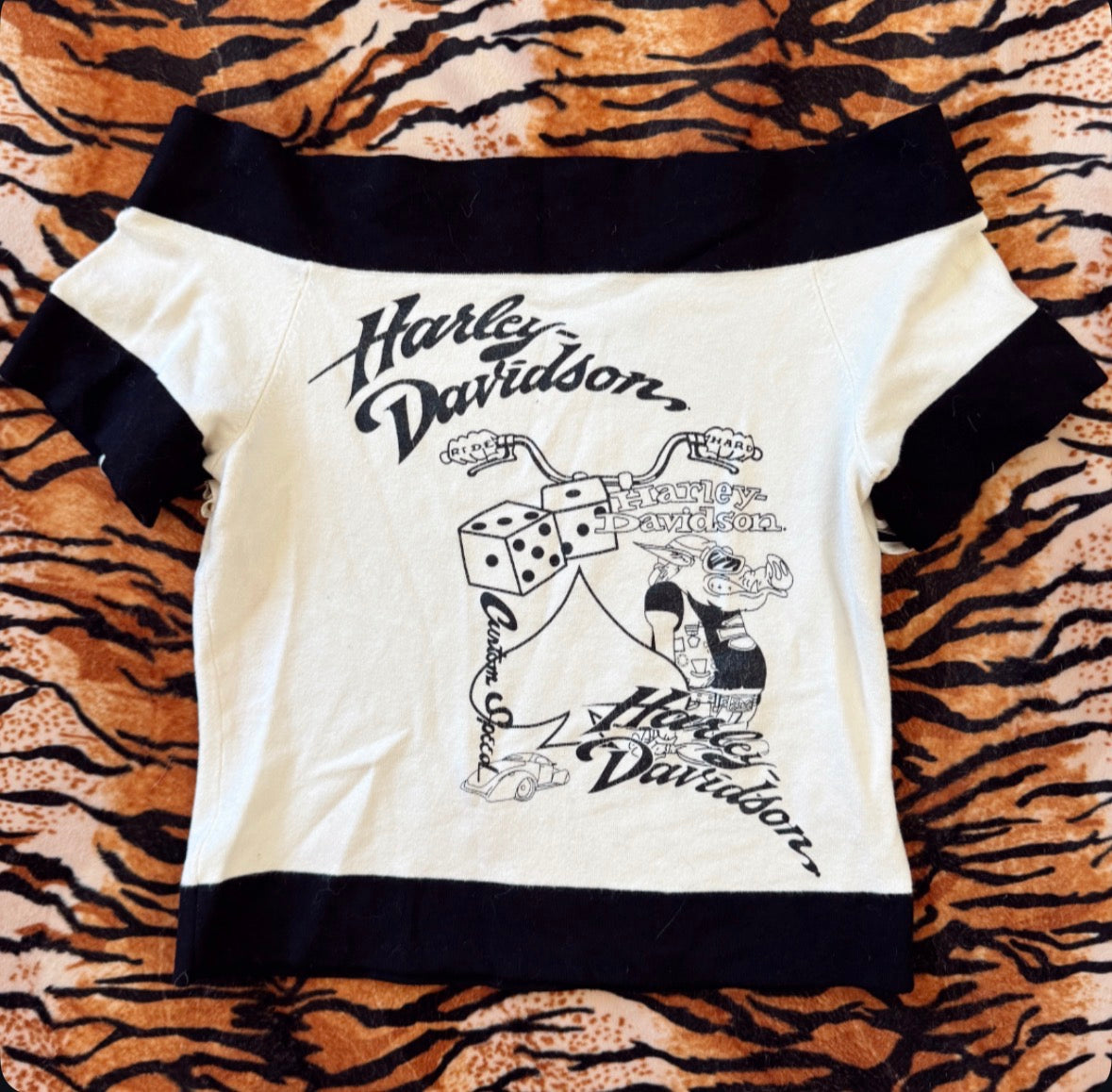 Vintage Harley Davidson Off The Shoulder Top
