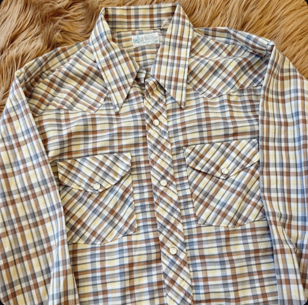Vintage Plaid Pearl Snap