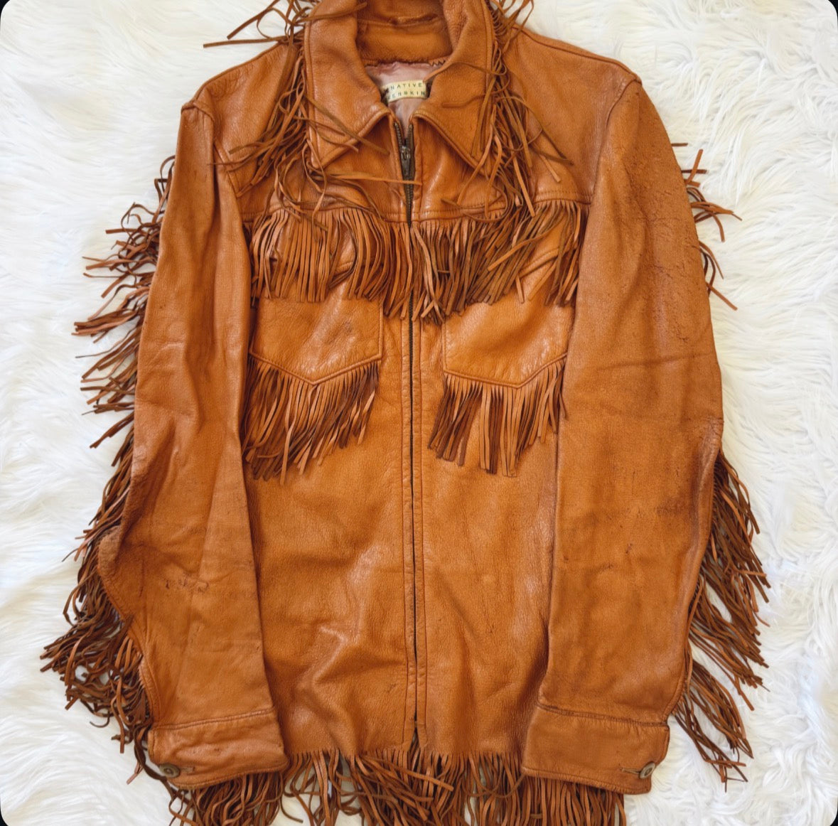 Vintage Fringe Leather Jacket