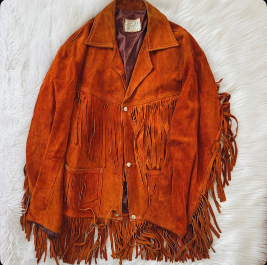 Vintage Leather Suede Fringe Jacket