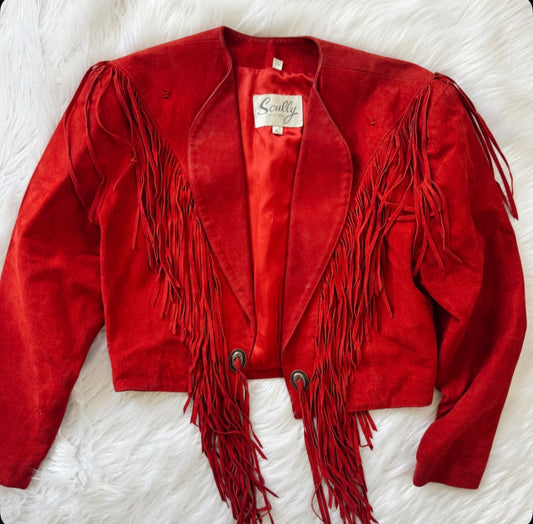 Vintage Red Scully Fringe Jacket