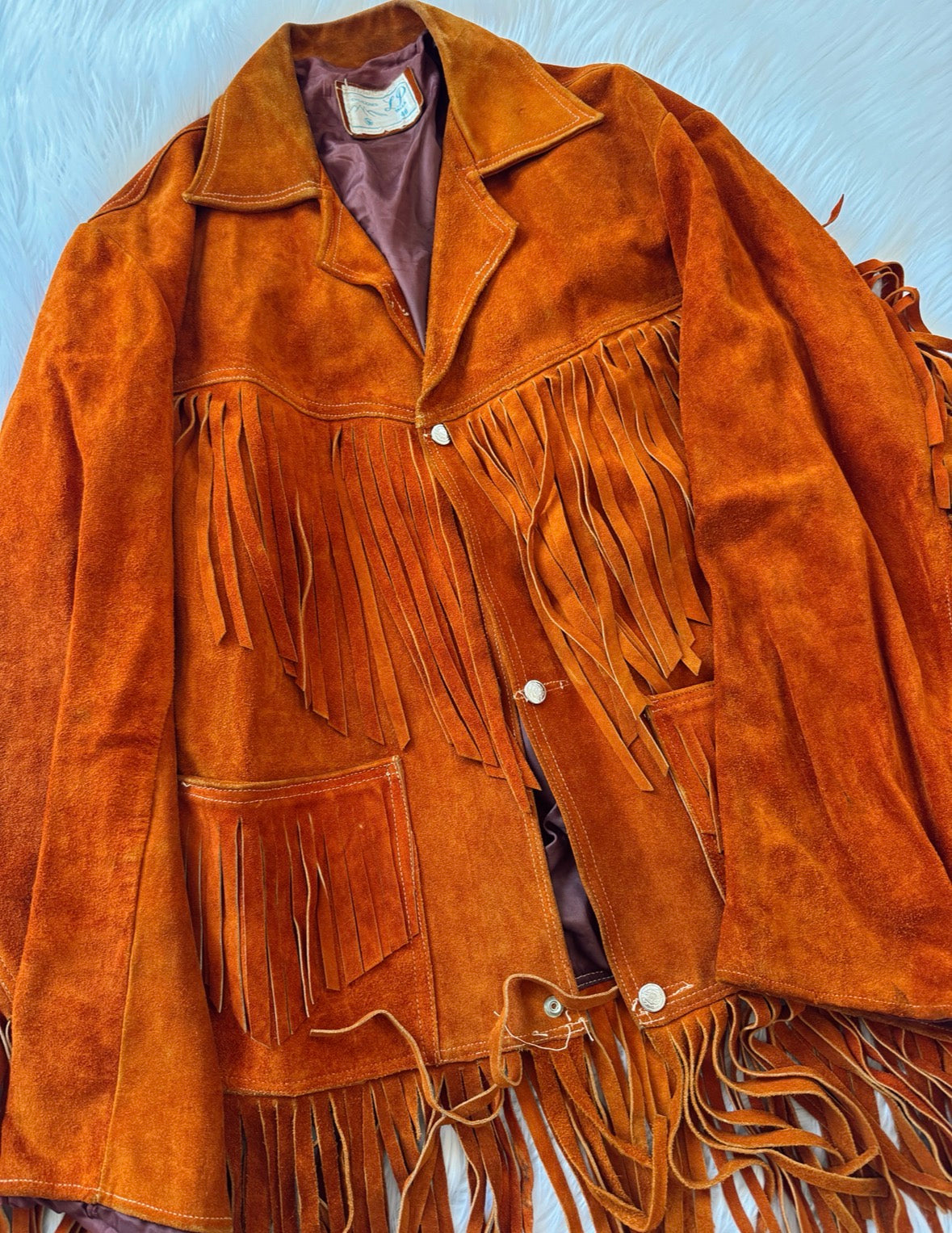 Vintage Leather Suede Fringe Jacket