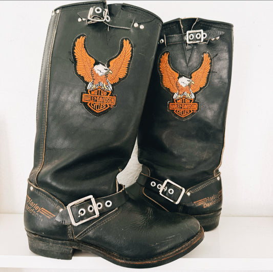Vintage Harley Davidson Biker Boots