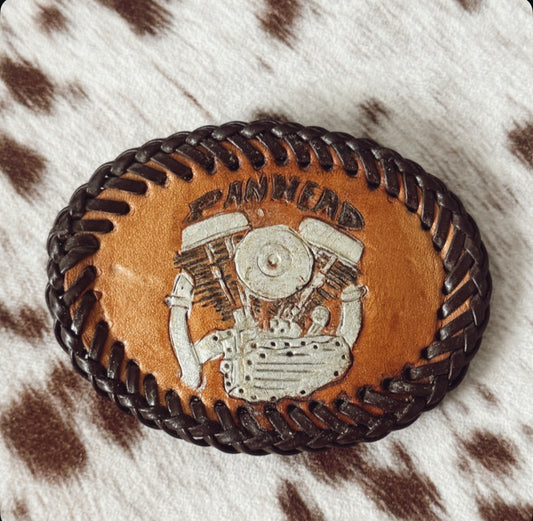 Vintage Panhead Leather Belt Buckle