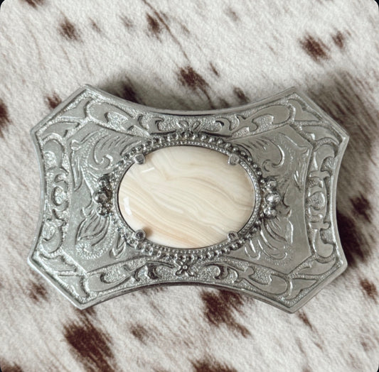 Vintage Cream Stone Belt Buckle