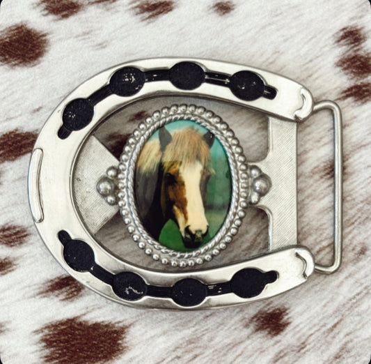 Vintage Horseshoe W/ Horse Belt Buckle