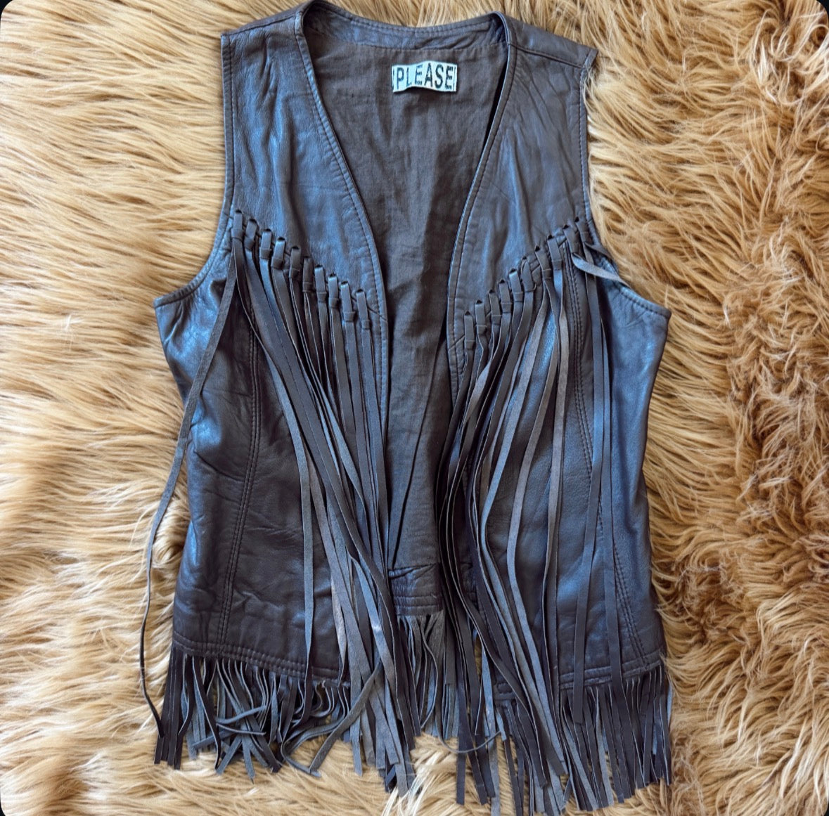 Vintage Brown Fringe Vest