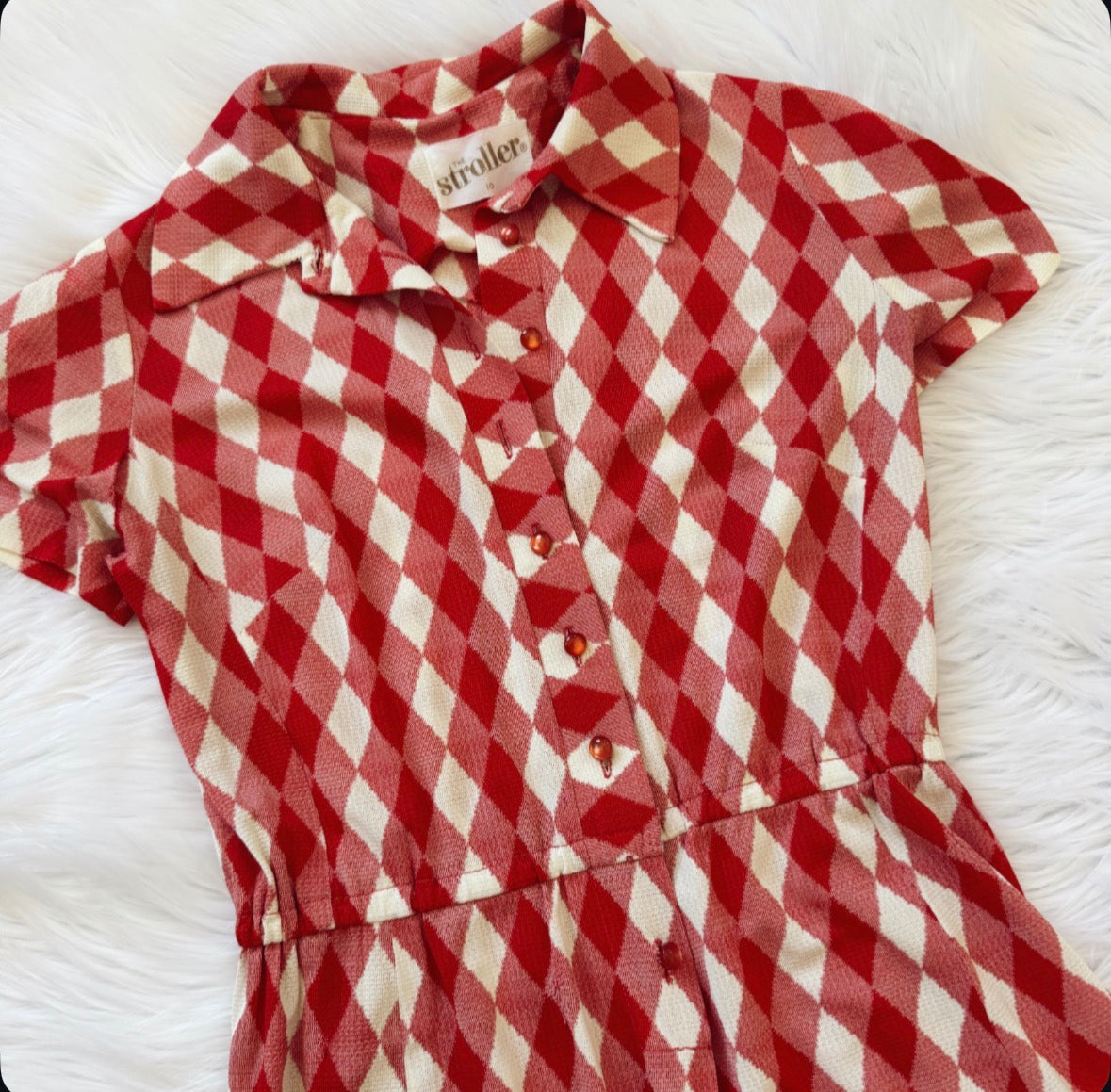 Vintage 1970s Argyle Romper Dress