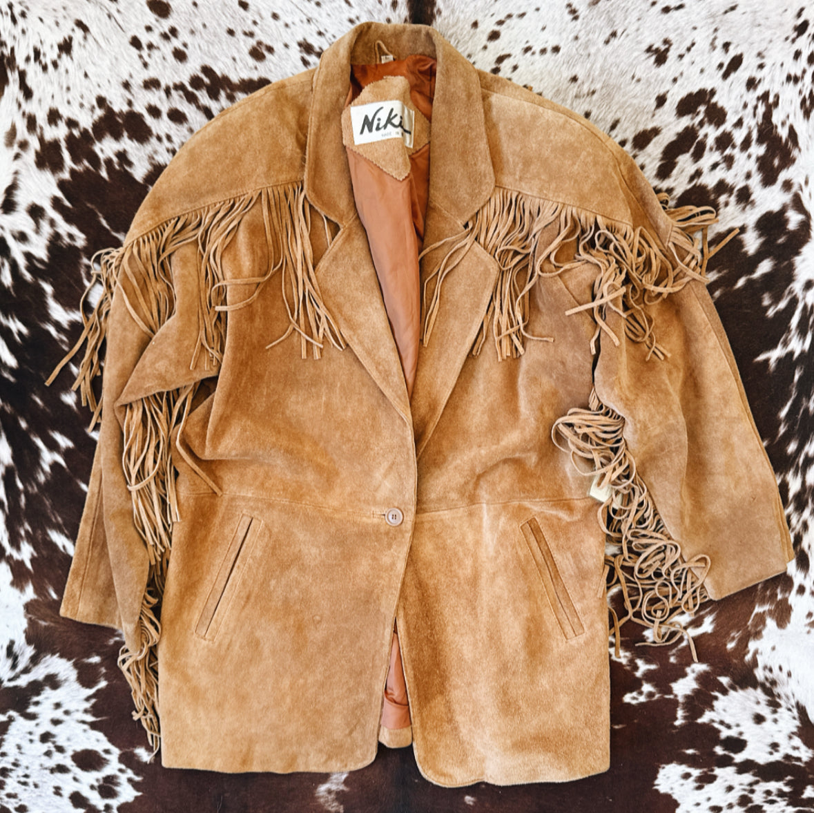 Vintage Suede Tan Fringe Coat