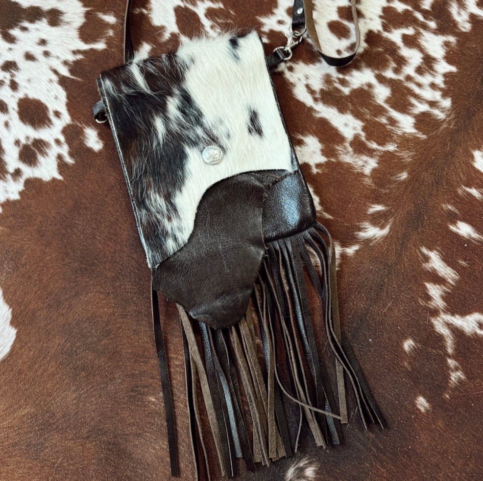 Vintage Cowhide Leather Fringe Purse