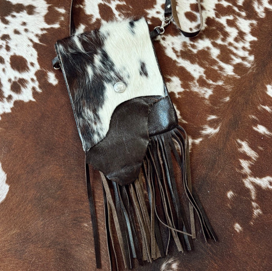Vintage Cowhide Leather Fringe Purse