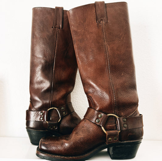 Vintage Frye Harness Brown Boots