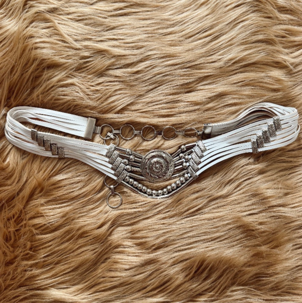 Vintage White Western Belt
