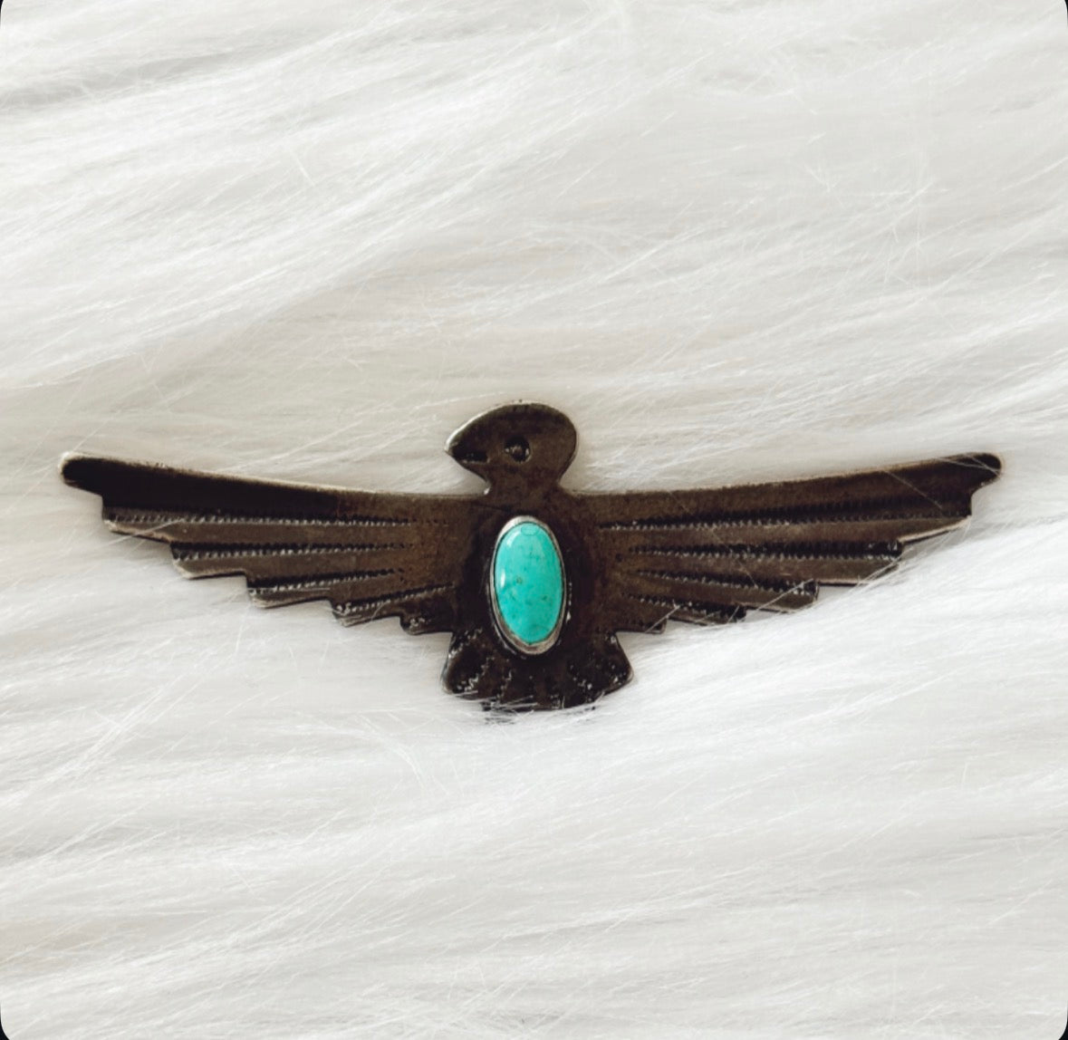 Vintage Turquoise Native Style Thunderbird Pin