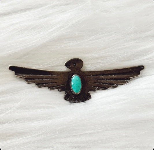 Vintage Turquoise Native Style Thunderbird Pin