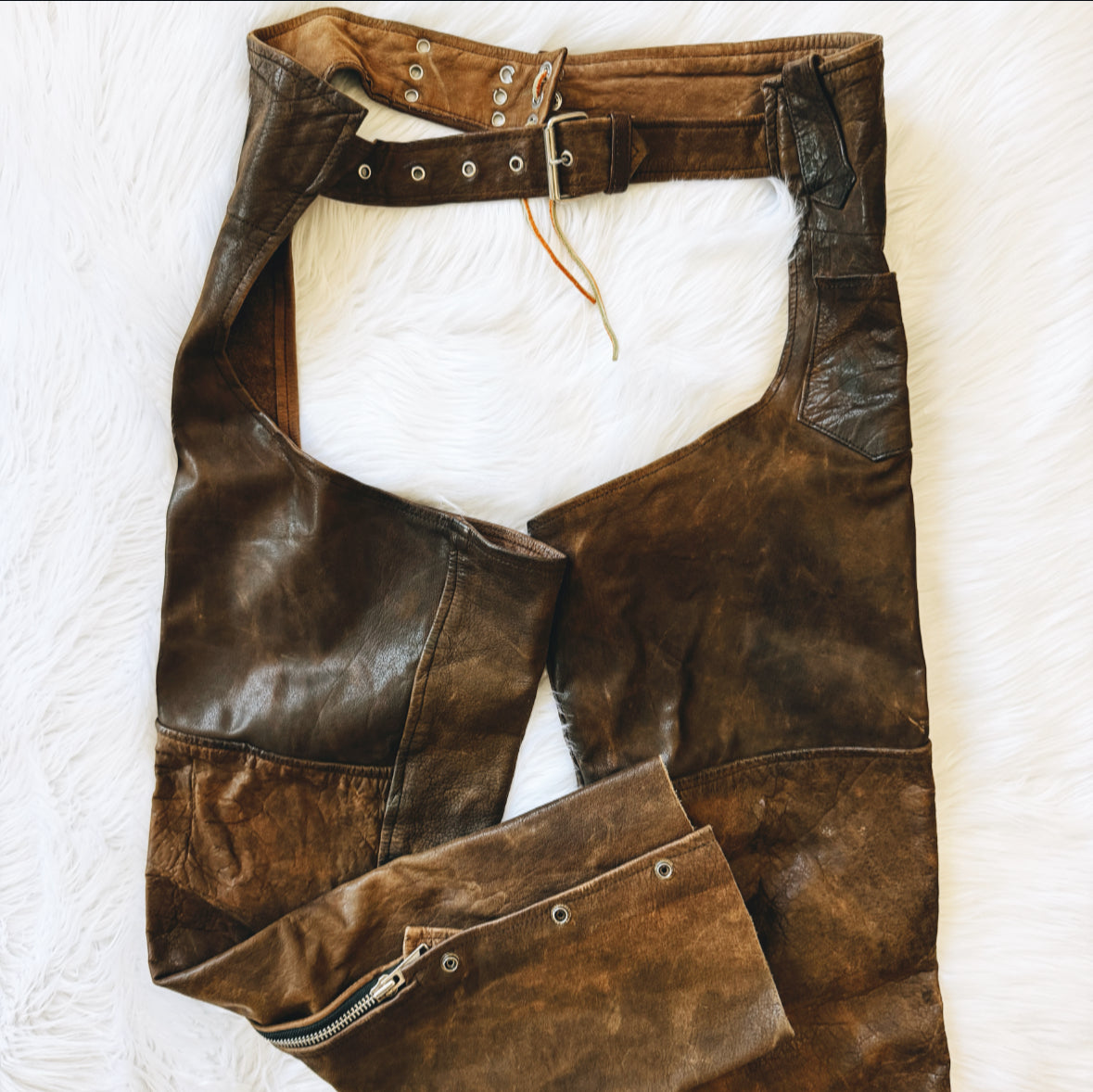 Vintage Route 66 Brown Leather Chaps