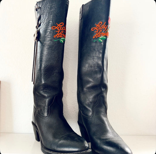 Vintage Lady Harley Biker Boots