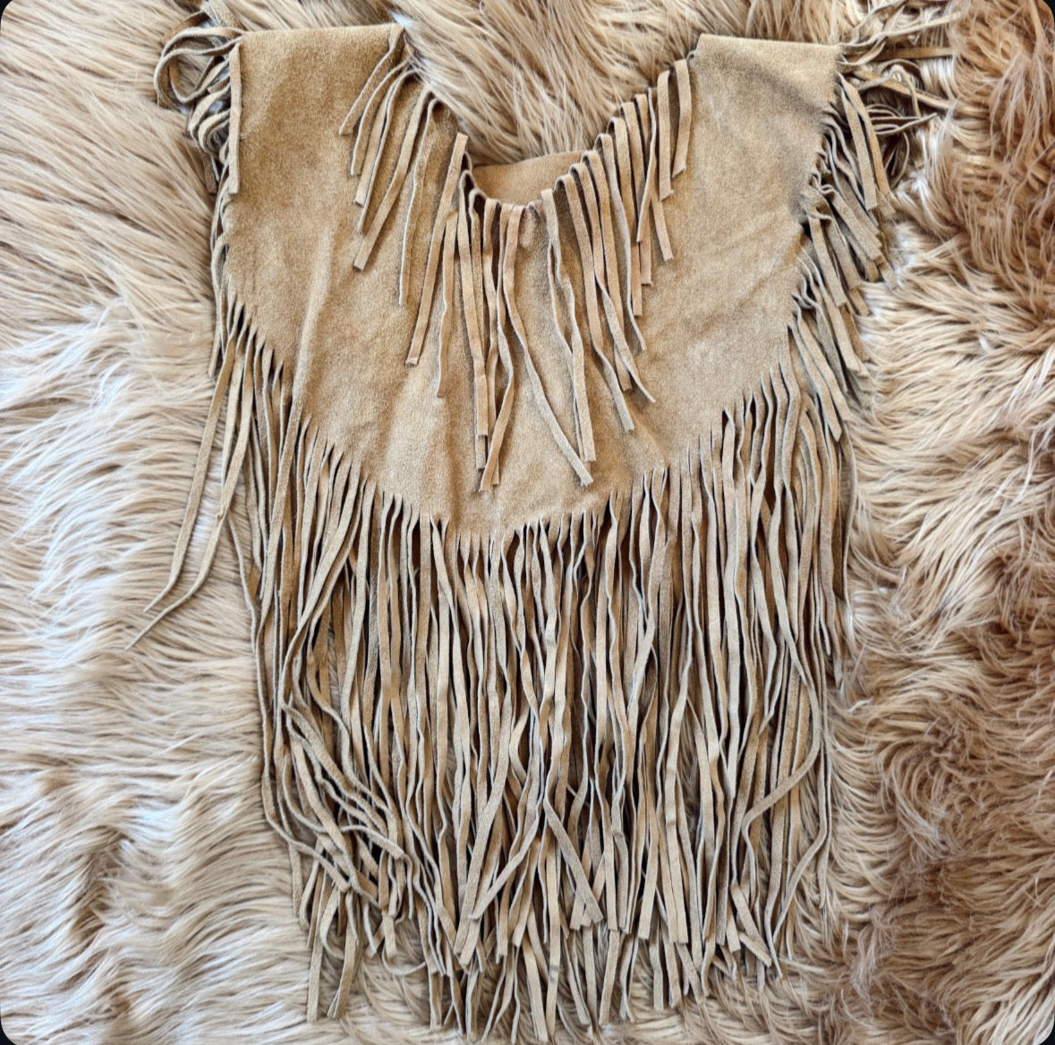 Vintage Suede Fringe Poncho