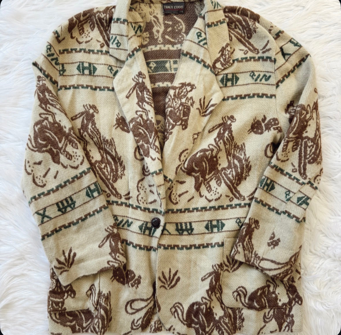 Vintage Cowboy Scene Blazer Jacket
