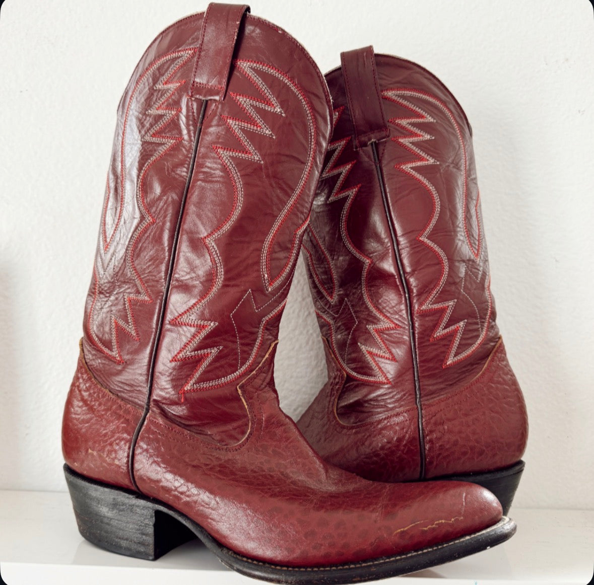 Vintage Red Maroon Cowboy Boots