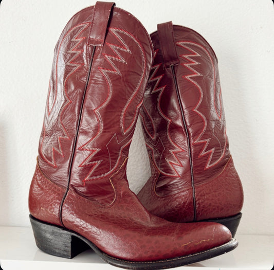 Vintage Red Maroon Cowboy Boots